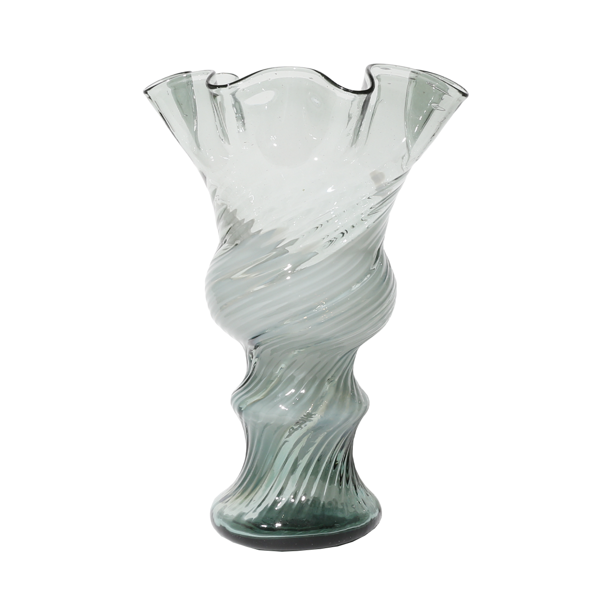 Artglass Gray Deepgreen Star Swirl Vase
