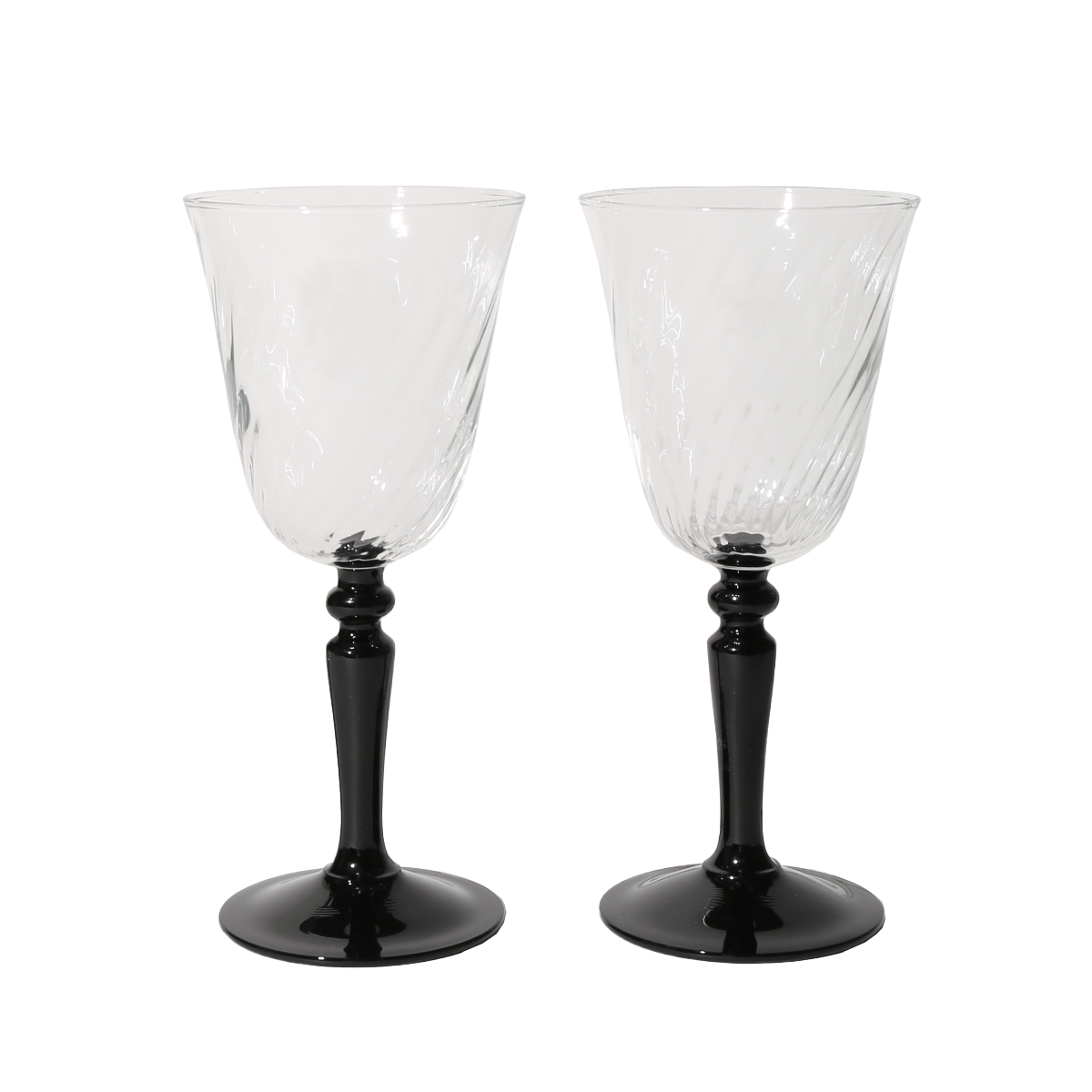 Vintage France Arcoroc Luminarc Black Stem Swirl Wine Glass