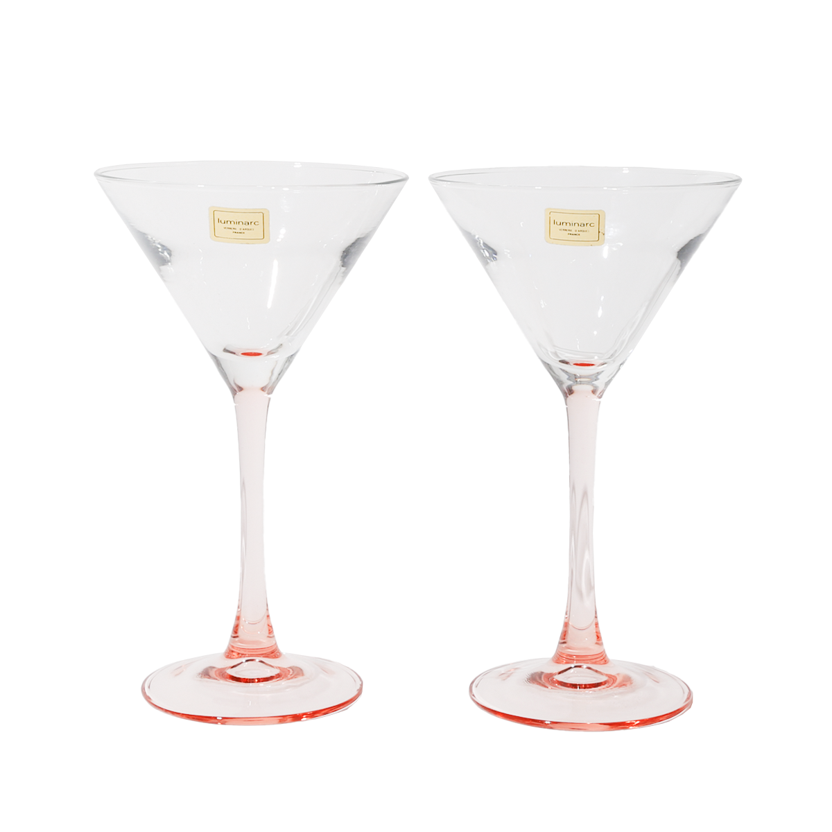Vintage France Arcoroc Luminarc Pink Stem Martini Glass