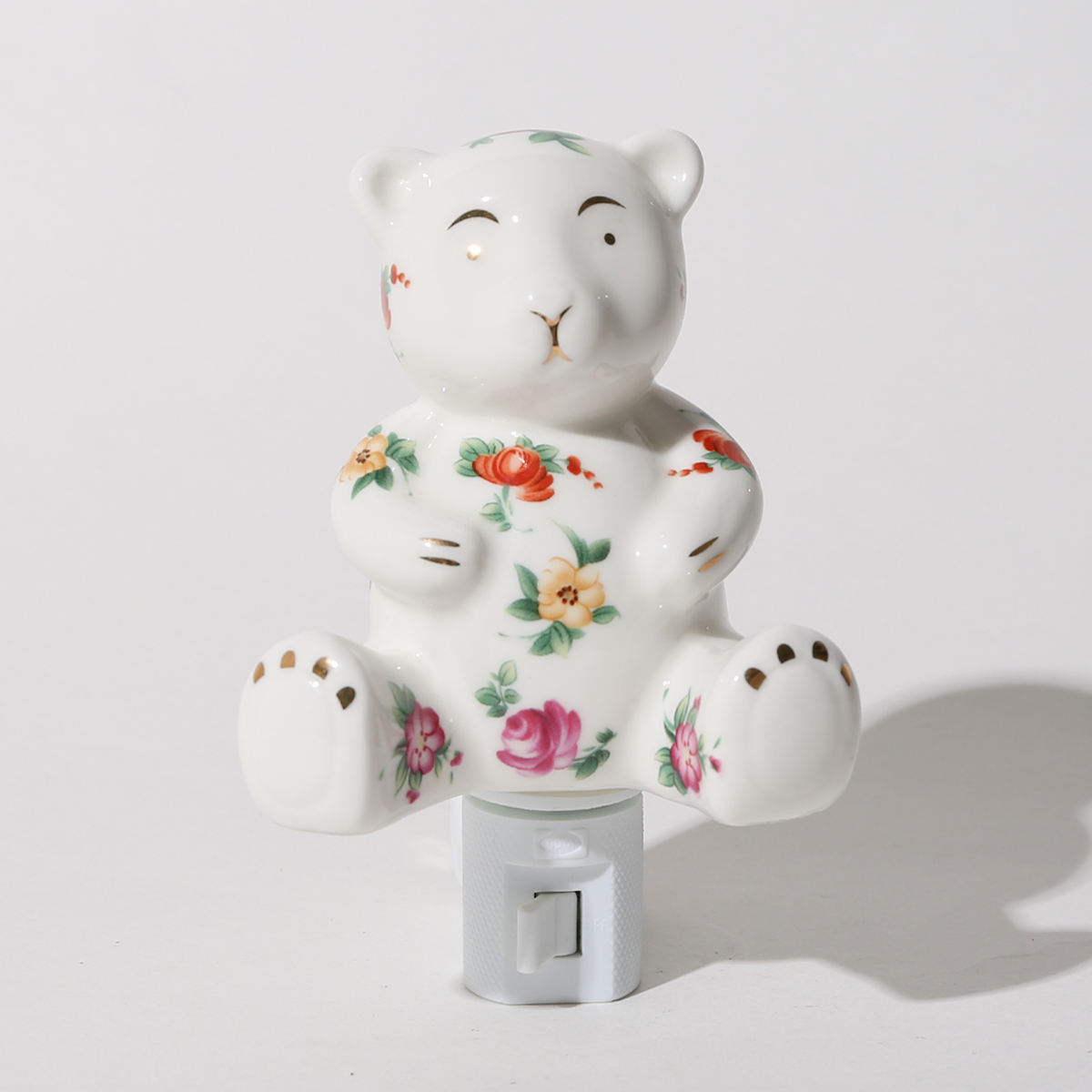 Flower Bear Night Light Plug In Porcelain Lamp
