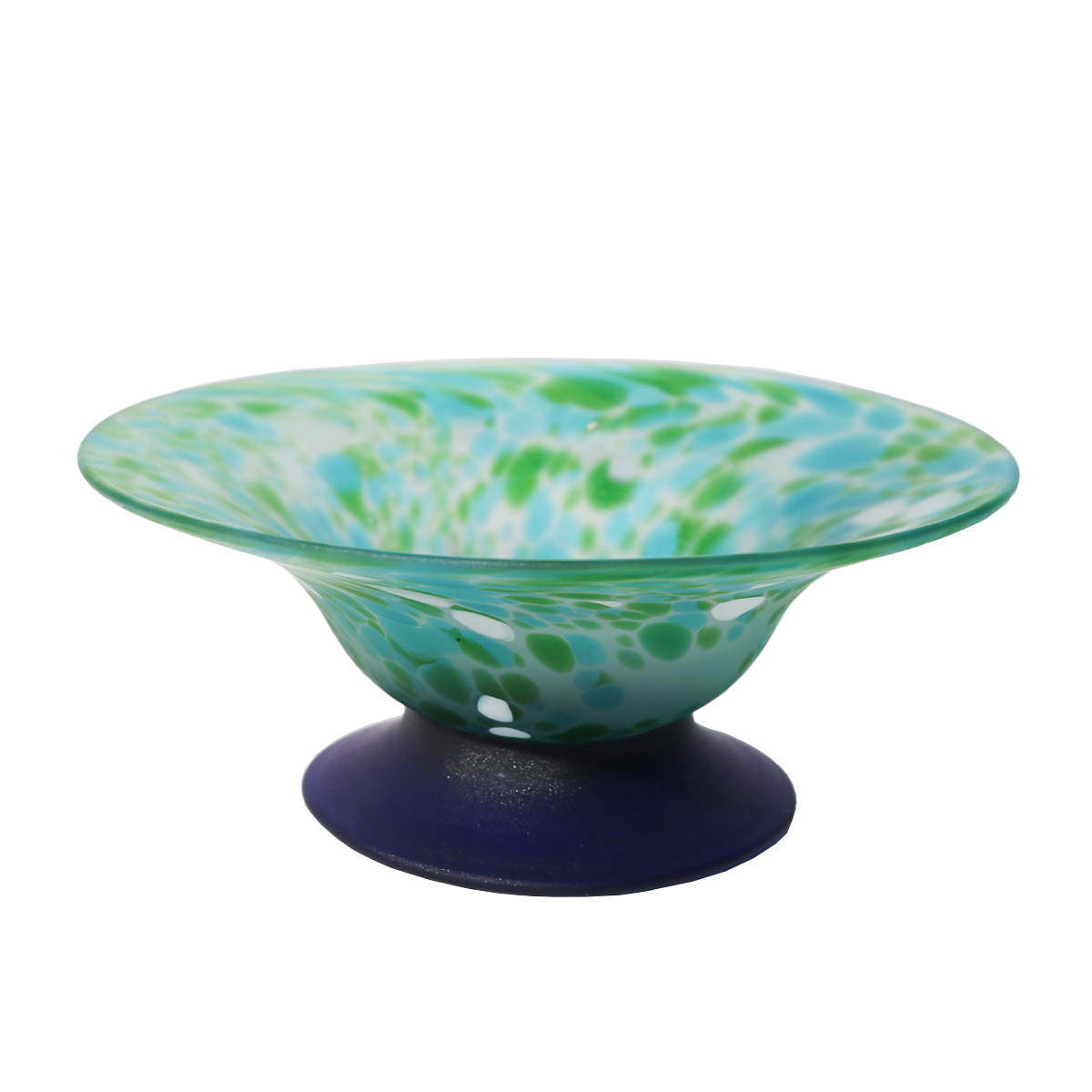 Frosted Art Glass Blue Green Mosiac Bowls