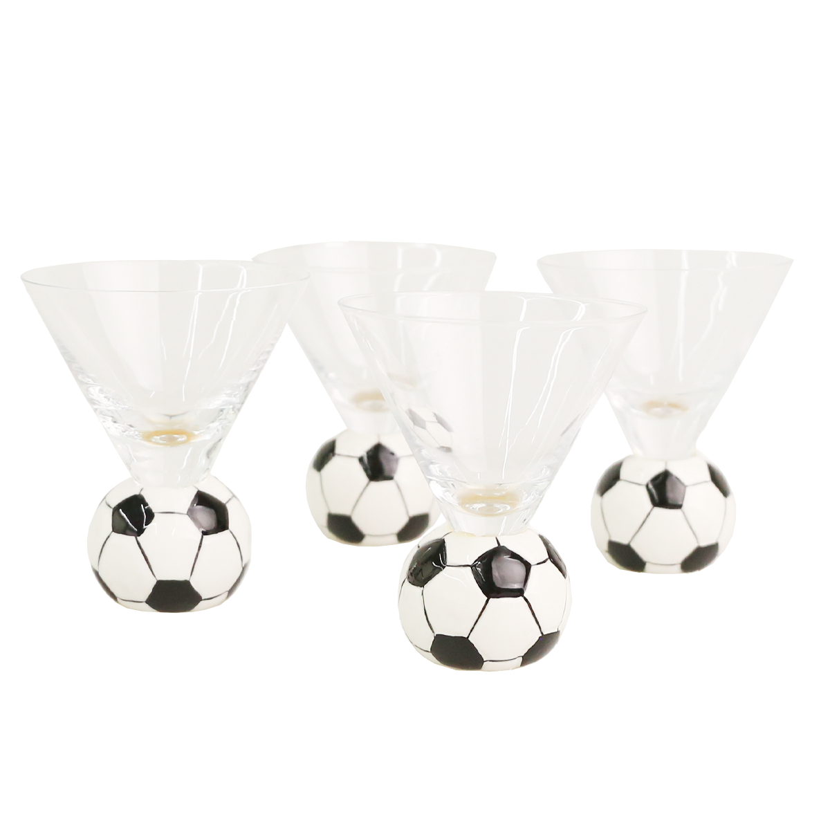 Martini Glasses With Soccer Ball Base Ball Sports Dip Shots