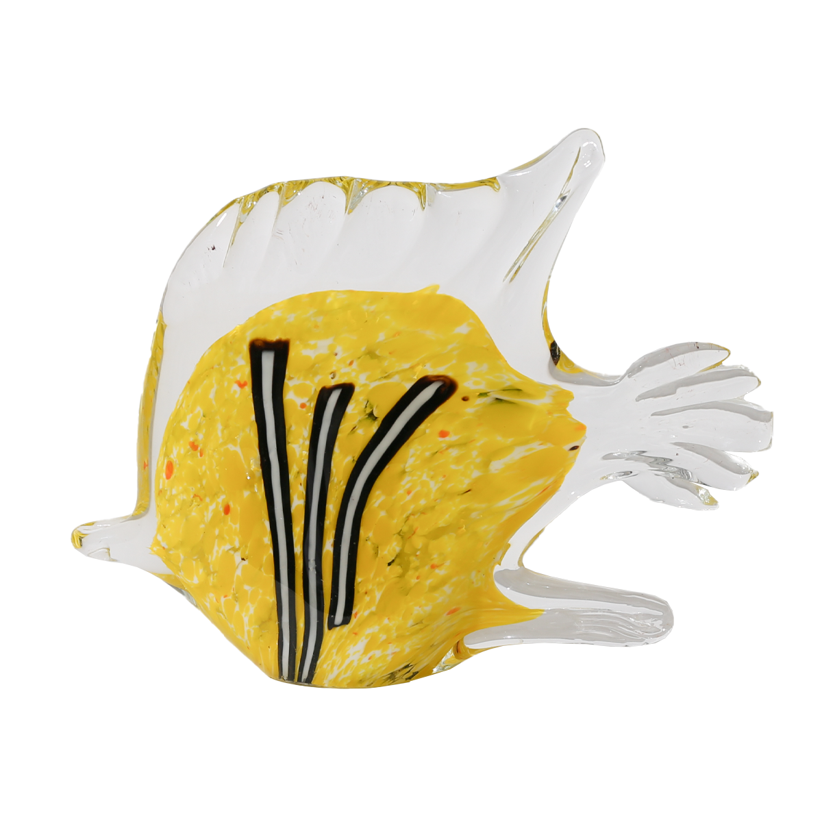Yellow&amp; Black Striped Art Glass Fish Figurine/Paperweight