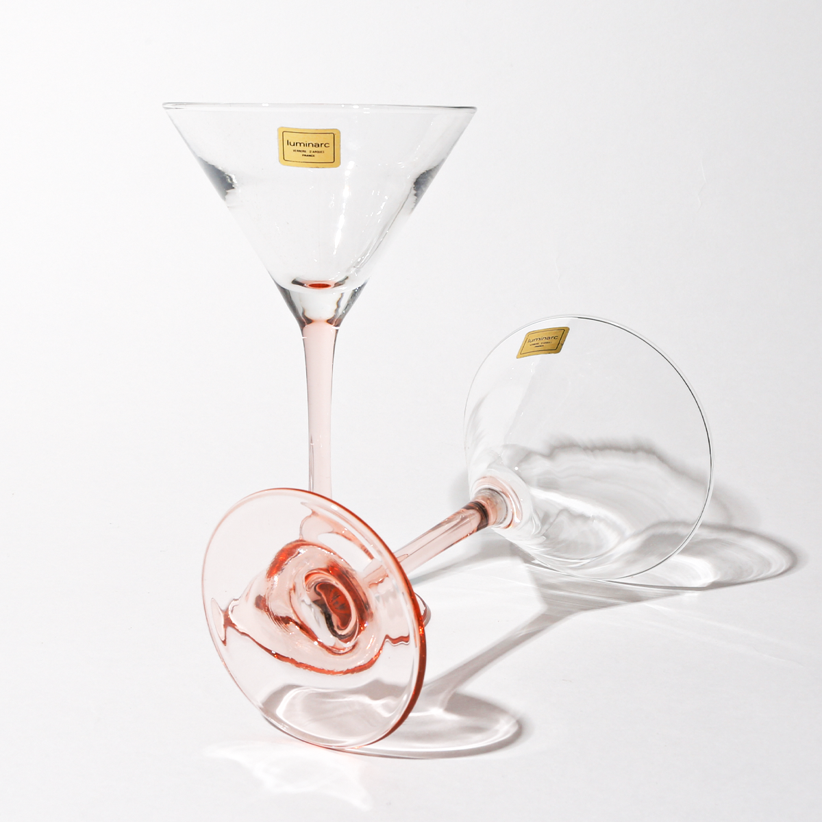 Vintage France Arcoroc Luminarc Pink Stem Martini Glass