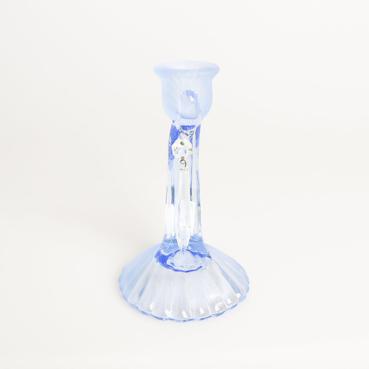 Cambridge Glass Caprice Blue Candlestick Clam Shell Base Candle Holder