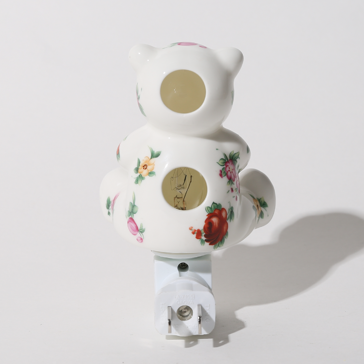 Flower Bear Night Light Plug In Porcelain Lamp